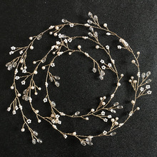 SLBRIDAL Handmade Crystal Rhinestones Pearls Flower Wedding Hair accessories Hairband Bridal Headband Bridesmaids Jewelry Women 2024 - buy cheap