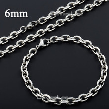 Davieslee 2.5/3/4/6/10mm Rolo Cable Mens Boys Necklace Chain Boys Silver Color  Stainless Steel Bracelet Jewelry(Set) DLKS122 2024 - buy cheap