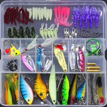 Fishing Lure Kit Criket Shrimp Earthworm VIB Minnow Popper Crank Pencil Spoon Wire Bait Grub Worm Texas Rig Soft Baits 2024 - buy cheap