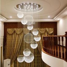 Crystal chandelier round chandelier in rotating villa duplex stairwell chandelier LED lighting fixture led home crystal lamps 2024 - buy cheap