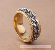 2014 New gold color Color Sliver Chain Dull Polish 8mm Width Rings Matting Fashion Jewelry 316L Stainless Steel Ring Wholesale 2024 - buy cheap