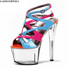 LAIJIANJINXIA-Sandalias de fiesta romanas para mujer, zapatos de tacón alto de 17CM, Sexy, Punk, con múltiples plataformas 2024 - compra barato