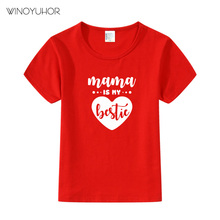 Mama Is My Bestie Toddler Kids Clothing Summer Casual Short Sleeve T-shirt Baby Boys Girls Tops Children Tee Shirt 2024 - buy cheap