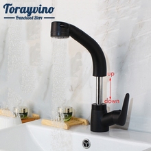 Torayvino pull out latão fluxo spray bico preto latão cromado deck monte torneira da pia cozinha guindaste torneira misturadora polonês 2024 - compre barato