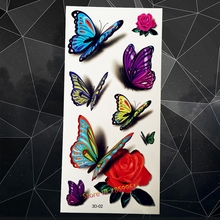 Временная металлическая тату-наклейка для детей, новая вспышка, 3D бабочка, золотой, фиолетовый, розовый цвет, детская тату-паста 2024 - купить недорого