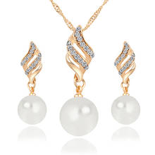 New Women Faux Pearl Spiral Rhinestone Wedding Bridal Necklace Earrings Jewelry Set BDUL 2024 - buy cheap