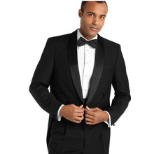Terno masculino feito sob medida, terno de noivado da moda, preto, padrinho, gola xale, noivo de casamento, 2020 (jaqueta + calças + gravata borboleta) 2024 - compre barato