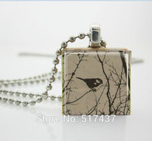 Womens Necklace Fashion 2014,Scrabble Tile Pendant Lone Bird in Tree - Ball Chain Necklace Included,Scrabble Tile Jewelry 2024 - buy cheap