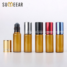 Strass 5ml frascos de óleo essencial em vidro âmbar recarregável frasco de perfume viagem recipiente cosmético 2024 - compre barato