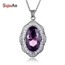 Szjiaao New Promotion Natural Pearl Amethyst 100% 925 Sterling Silver Pendant Women Wholesale 2017 Hot bague argent 2024 - buy cheap