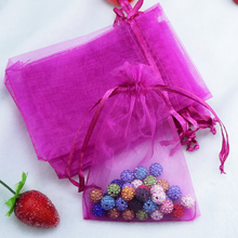 Venta al por mayor 200 unids/lote Rosa caliente bolsa de Organza 9x12 cm decoración de la boda de caramelo de embalaje de la joyería bolsas agradable bolsa de regalo 2024 - compra barato