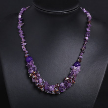 Natural Irregular Amethysts Gravel Stone Beaded Necklaces Women Boho Choker Power Jewelry Purple Crystal Quartz Strand Necklace 2024 - buy cheap