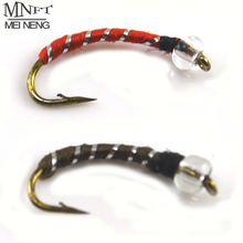 MNFT-10 Uds., 12 #, latón plateado y rojo, marrón y plateado, Midge Fly Pupa Larva, ninfa para pesca con mosca, 2 colores a elegir 2024 - compra barato