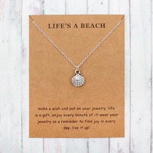 Shell Ocean Waves Sea Turtle Starfish Anchor Fish Shark Seahorse Necklace For Women Chain Necklace Friendship Gifts With Card 2024 - buy cheap