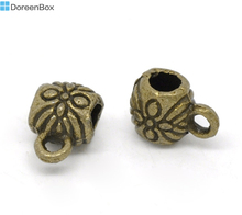 Doreen Box Lovely 100 Bronze Tone Flower Pattern Bail Beads 9x6mm (B14506) 2024 - buy cheap
