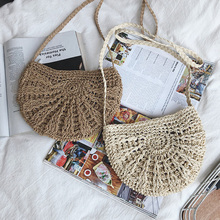 Women small Semicircle Tassel Knitting Straw bag Summer Travel Rattan Tote Knitted Hand Bag Girls Shoulder Tote Keys Coin bag 2024 - buy cheap