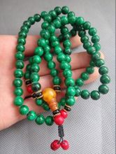 8mm/Exquisite verde jade colar de contas de oração budista buddha/Longo: 36 cm * 2024 - compre barato