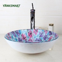 Yanksmart-kit de torneira redonda para banheiro, vidro temperado, flora, lavatório, vedação de água + torneira misturadora, preto, orb, bronze 2024 - compre barato