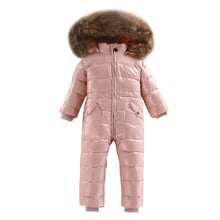 Witner-Pelele impermeable para bebé y niña, mono con cuello de piel Real, ropa para niño, Unisex, traje de nieve de plumón de pato blanco 2024 - compra barato