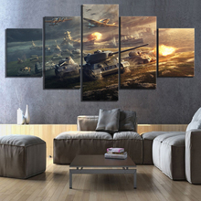 Imágenes en lienzo para decoración del hogar, obra de arte de pared, 5 paneles, pinturas de juego de World Of Tanks, impresiones, póster Modular para marco de sala de estar 2024 - compra barato