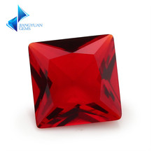 Size 2x2~12x12mm Garnet Color Princess Shape Loose Glass stone Beads Synthetic Gems 2024 - buy cheap