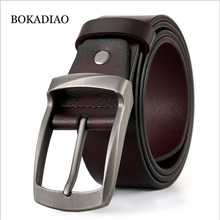 Bokadiao-cinto de couro genuíno masculino, cinturão em couro de boi preto com fivela, designer de luxo, alta qualidade 2024 - compre barato