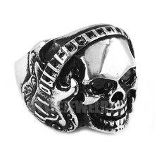 Anillo gótico de calavera para escuchar música, joyería de acero inoxidable, guitarra, notas musicales, anillo de motorista, SWR0327B 2024 - compra barato