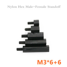 500 uds/loHt rosca macho a hembra M3 x 6 + 6mm nailon plástico negro hexagonal espaciador de separación pilares 2024 - compra barato