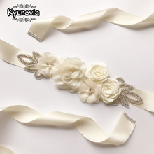 Kyunovia Wedding Accessories  Bridal Wedding Belts Satin Flower Sash Woman Girl Sash Belt Wedding Sashes belt D16 2024 - buy cheap