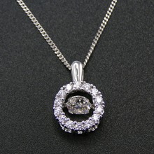 Fine Necklace Dancing Diamond 100% 925 Sterling Silver Dancing CZ Moving Stone Pendant Necklace Women Jewelry 2024 - buy cheap