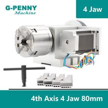 Sale! 80mm 4 Jaw CNC 4th Axis CNC dividing head/Rotation 6:1 Axis/A axis kit for Mini CNC router/engraver woodworking engraving 2024 - купить недорого