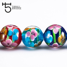 12mm murano contas de vidro redondas transparentes colar feminino contas de fazer jóias contas de flores transparente diy atacado l202 2024 - compre barato