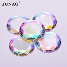 Кристаллы JUNAO AB для пришивания, 36 мм, стразы с большой аппликацией, Пришивные прозрачные кристаллы, круглые акриловые стразы с плоской спинкой для одежды 2024 - купить недорого