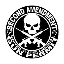 15CM*15CM Stylish Skull Second Amendment Gun Permit Body Stickers C5-1210 2024 - buy cheap