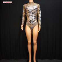 Sequin Mirror Light One-Piece Bodysuit Women Sexy Silver Female Singer DJ DS Dance Stage Costume Outfit Show Clothing Dress Wear 2024 - buy cheap