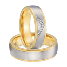 Anel de Casamento titanium jewelry Manufacturer direct bicolor  gold color engagement wedding rings 2024 - buy cheap