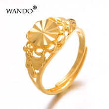 WANDO Small Gold Color Flower Ring for Women Windmill Rings Jewelry Wedding Gift,Arab/Africa/Middle East Item r63 2024 - buy cheap
