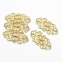 Leaves Filigree Wraps 25Pcs Gold Metal Connectors Crafts 57x18mm for Jewelry Making DIY Accessories Charm Pendant 2024 - buy cheap