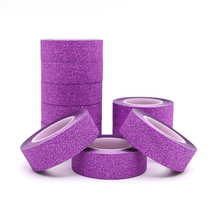 Cinta Washi púrpura creativa, pegatinas de brillo con destello, bricolaje, decoración de álbum, cinta adhesiva de cuenta de mano, cinta de enmascarar, 10m x 15mm, 1 Uds. 2024 - compra barato