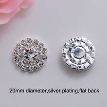 (J0691) 20mm rhinestone metal button,silver plating,flat back ,all crystals,100pcs/lot 2024 - buy cheap
