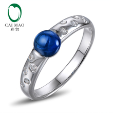 Caimao Unique 5.0mm Cabochon Cut 14K White Gold & 0.1ct Diamond Engagement Anniversary Ring 2024 - buy cheap