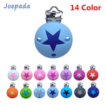 Joepada 14Color Round Star Silicone Pacifier Clips  Chewable Silicone Beads Baby Teething Nipple Holder Food Grade Baby Teether 2024 - buy cheap