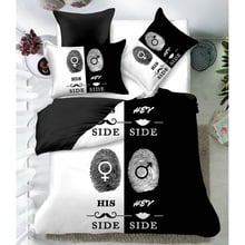 Black White Couple Bedding Sets Quilt Bed Pillowcase Duvet Cover Set Double Queen Size Fingerprint Home Textile No Sheet 3Pcs 2024 - buy cheap