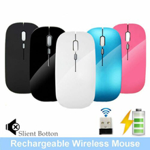 Ratón inalámbrico recargable de 2,4 GHz, Mouse óptico USB ultradelgado con botón silencioso para Apple office gaming mouse 2024 - compra barato