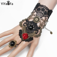 YiYaoFa-pulsera de encaje negro Vintage hecha a mano para mujer, accesorios góticos para muñeca, joyería para mujer, pulsera de fiesta con joyas S380 2024 - compra barato