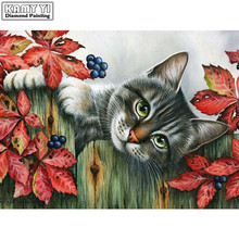 5D DIY Diamond embroidery Cross stitch Cute cat Full Square/Round Diamond mosaic Diamond painting decoration  HYY 2024 - buy cheap