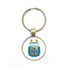 2018 Football Fans Keychain Argentina/Egypt/Australia/Panama/Brazil National Football Badge Glass Dome Keyring For Titan Cup 2024 - buy cheap