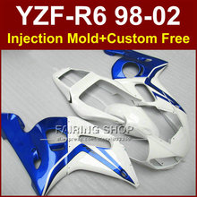 Carenados PR4R para YAMAHA YZF R6 1998 1999 2000 2001, kit de carenados blanco y azul, piezas de reparación de carrocería YZF R6 98-02, TF6C 2024 - compra barato