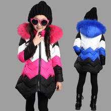 New Girls Winter Coat Thicker Warmer Down Jacket Lower Hem color Turkey hair Fur Hooded Kids Winter Jacket Parkas 2024 - buy cheap