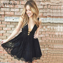 Chic V Neck Lace Black Short Prom Dress vestidos de graduacion Sleeveless A-Line Party Gowns 2019 Homecoming Dresses 2024 - buy cheap